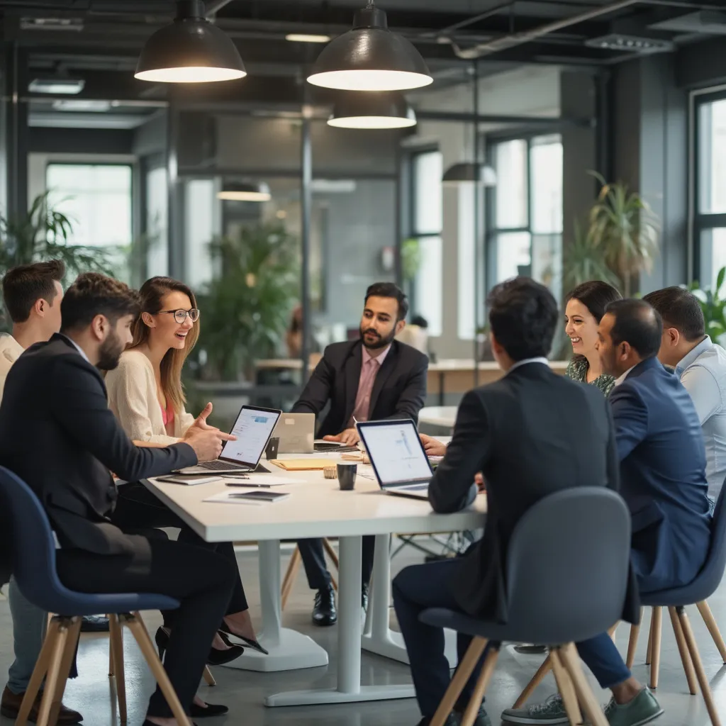 Equipo de FinExpertosArg discutiendo estrategias financieras